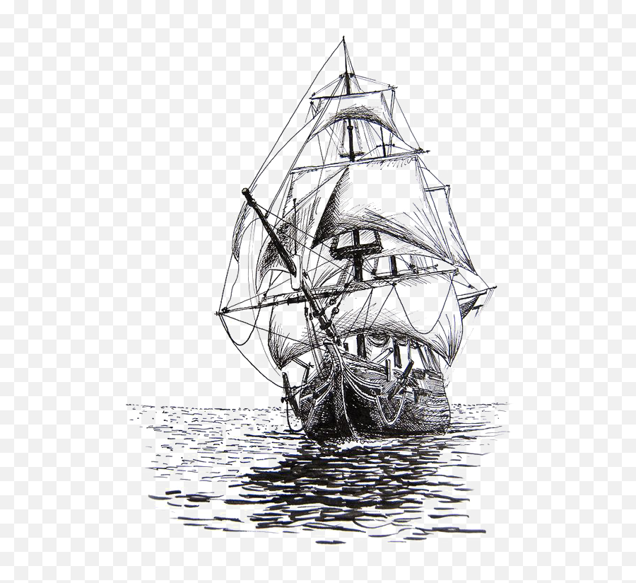 Sailing Pencil Sketch Transprent Png Ship