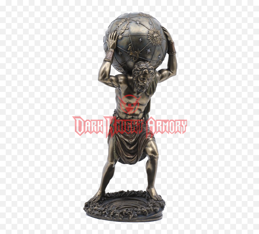 Bronze Atlas Statue - Greek Man Holding Globe Full Size Statue Png,Greek Statue Png