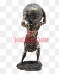 Bronze Atlas Statue - Greek Man Holding Globe Full Size Statue Png,Greek Statue Png