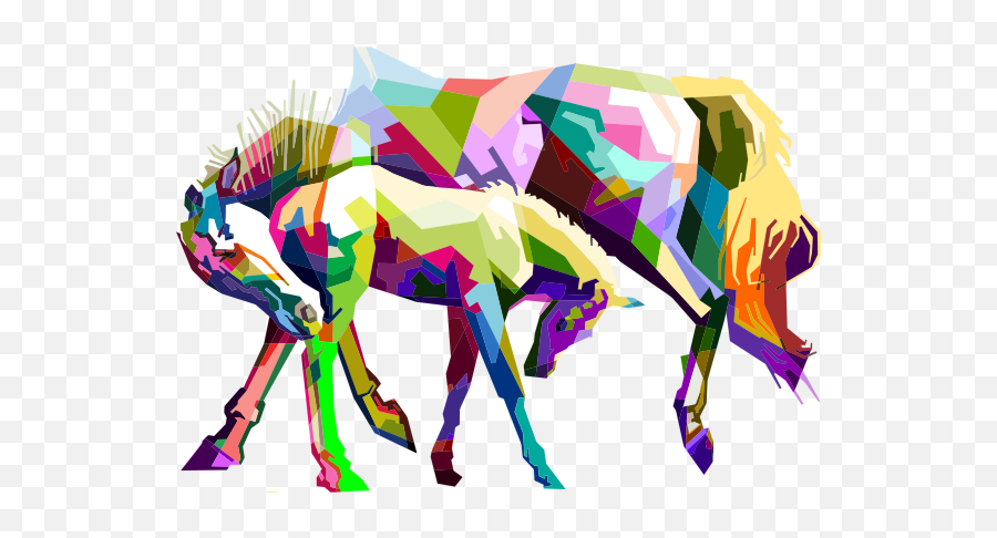 Prismatic Geometric Mother And Child - Dibujos A Colores De Caballos Png,Horses Png