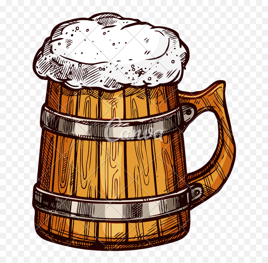 Beer Wooden Mug Vector - Icons By Canva Wooden Beer Mug Vector Png,Beer Mug Png