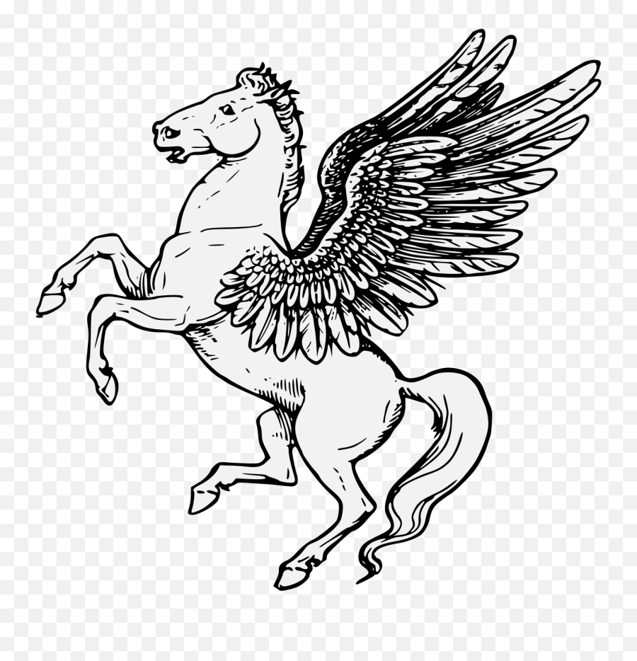 Pegasus - Traceable Heraldic Art Pegasus Drawing Png,Pegasus Png