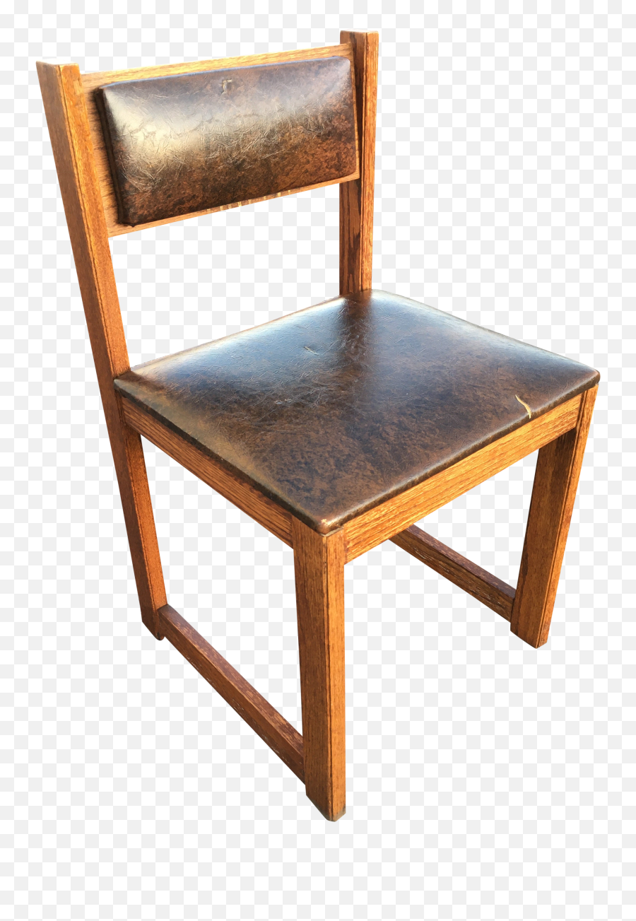 Antique Style Oak School Chair With Sled Base Png