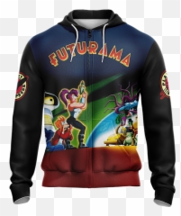 Futurama New Style Unisex Zip Up Hoodie Wackytee - Hoodie Png,Futurama Logos