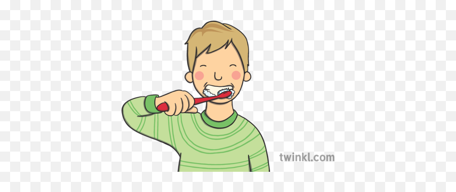 Boy Brushing His Teeth With Tooth Brush Illustration - Twinkl Boy Brush Teeth Illustration Png,Tooth Brush Png