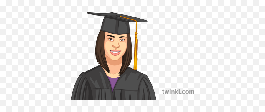 Student Wearing Graduation Cap Illustration - Twinkl Academic Dress Png,Graduation Cap Png