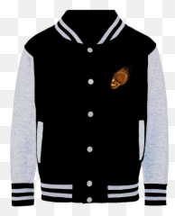 Flaming Skull Varsity Jacket - Jacket Png,Icon Skeleton Skull Motorcycle Helmet