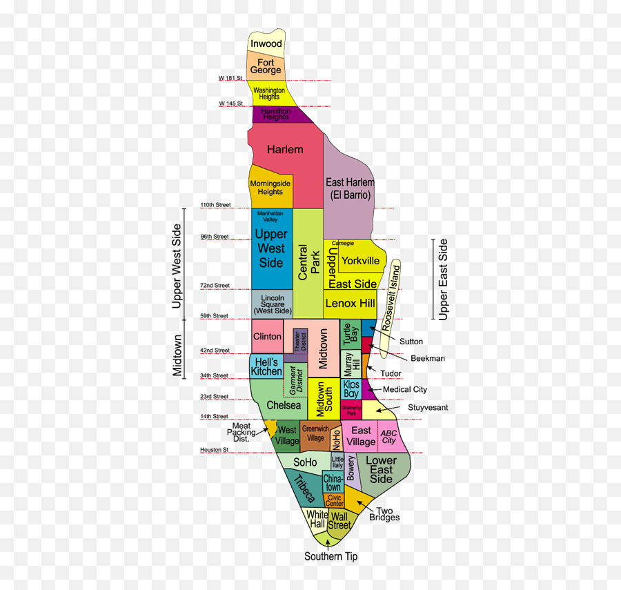 Manhattan Neighbourhoods Mapa De Destinos - Manhattan Neighborhoods Png,Icon Parking Livingsocial