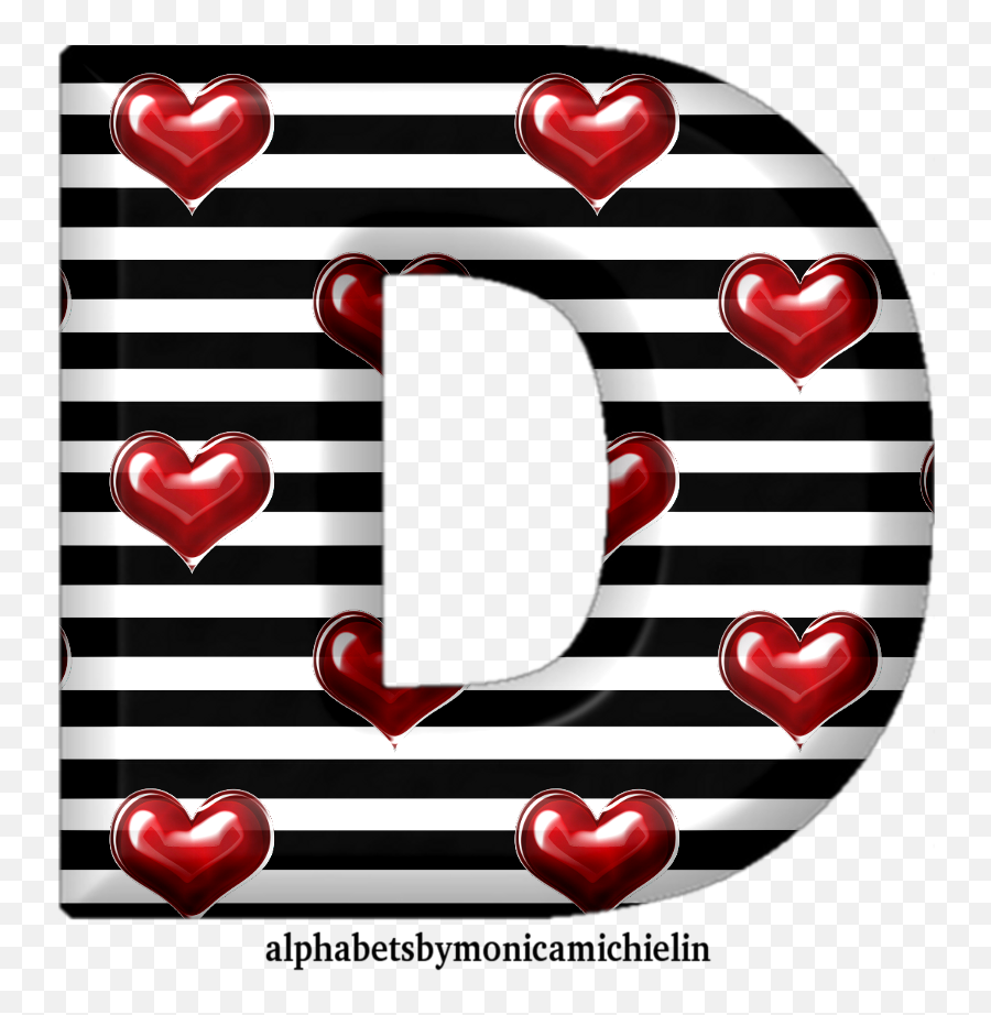 Alphabets By Monica Michielin Stripes Red Hearts Alphabet - Girly Png,Red White Black Dragon Icon