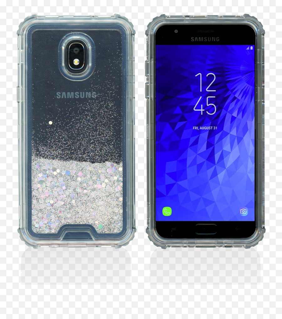 Samsung Galaxy J32018 Mm Water Glitter Hybrid Silver - Samsung J3 2018 Telefon Png,Alcatel One Touch Pop Icon Tracfone