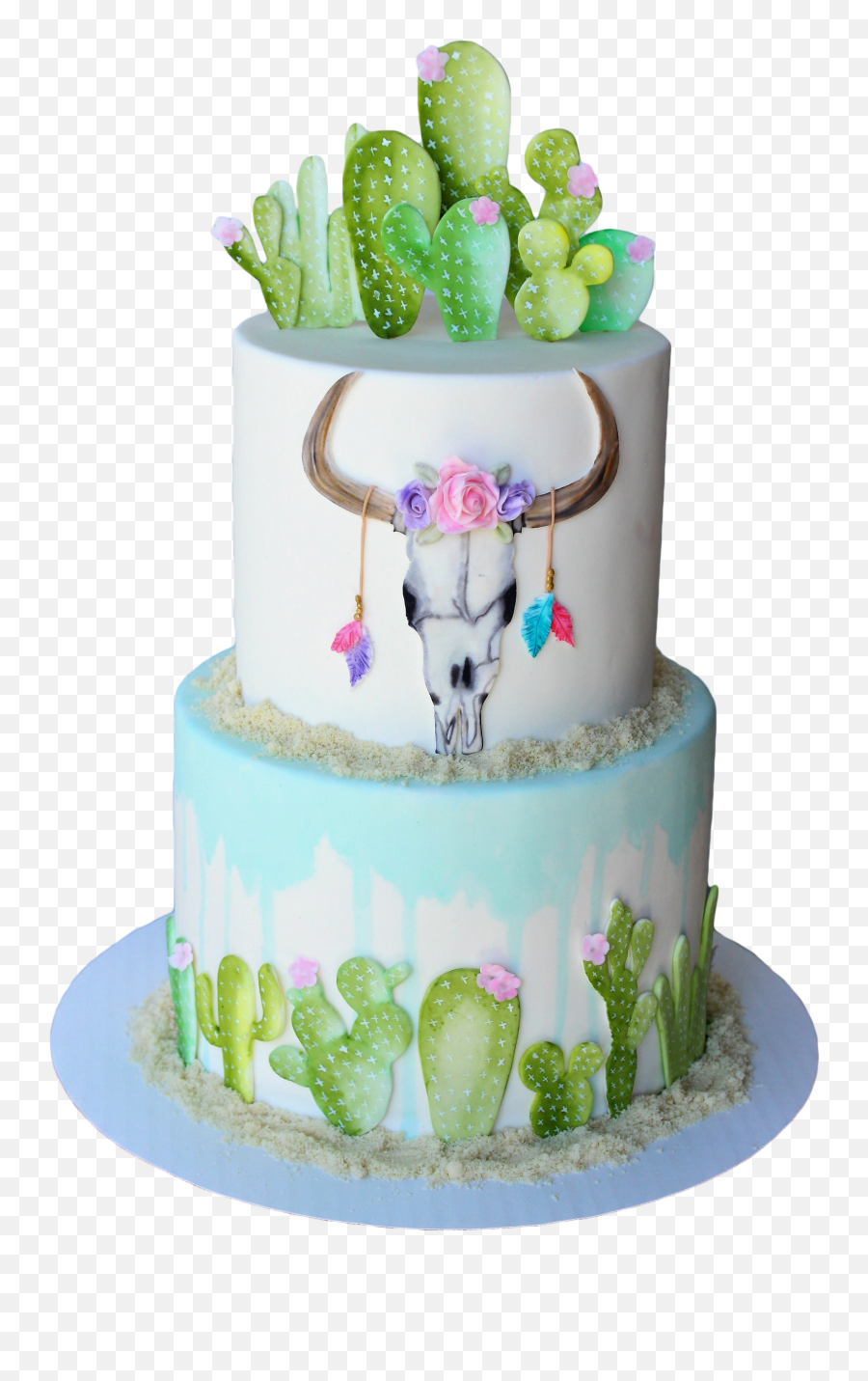 Watercolor Cactus Desert Cake Tutorial - Watercolor Cactus Cake Png,Watercolor Cactus Png