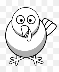 Feathers Clipart Outline Transparent Free - Cartoon Chicken Black And White Png,Turkey Clipart Png