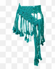 Givenchy Blue Green Macrame Wrap Belt With Logo Beadwork - Correas Cinturón En Con Flecos png