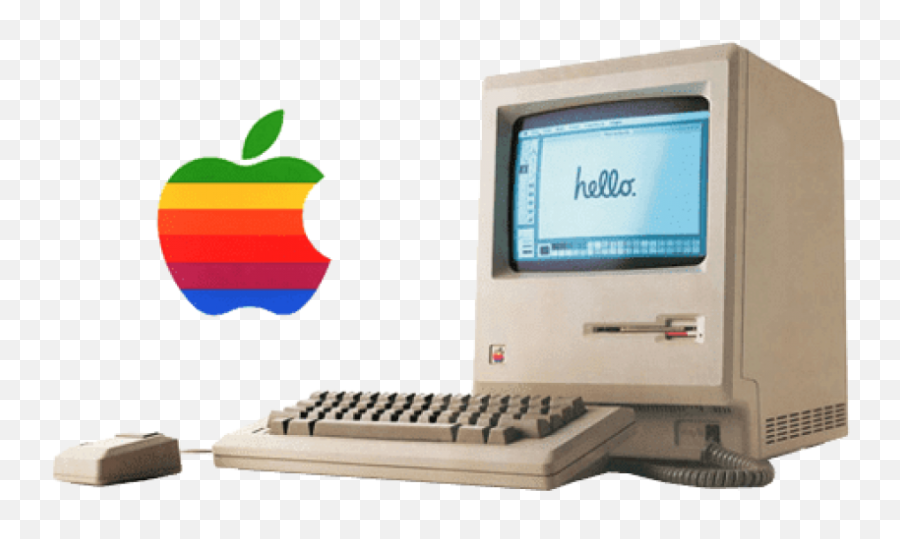 Vintage Apple Computer With Logo Transparent Png - Stickpng,Personal Computer Png