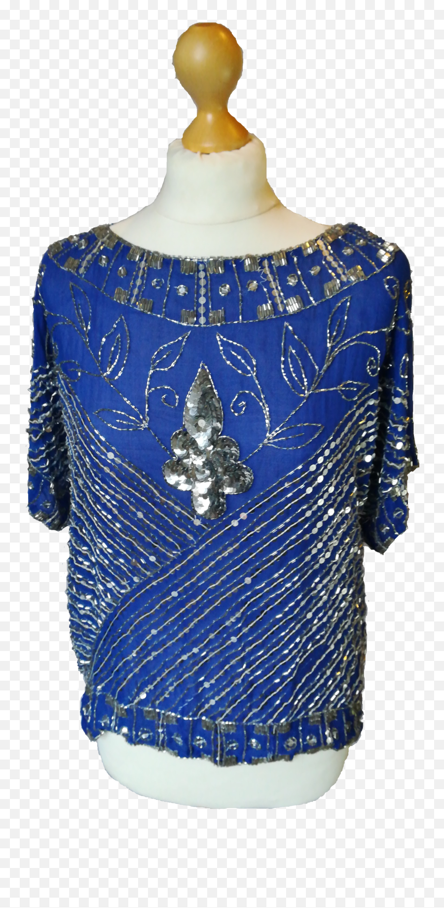 80u0027s Vintage Azure Blue Silk Blouse - Jainsons International U0027exclusiveu0027 U2014 Vintology Uk Blouse Png,Blue Glitter Png