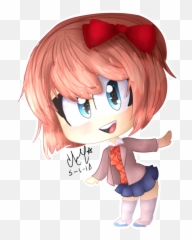 Doki Literature Club - Chibi Ddlc Sayori Png,Monika Png