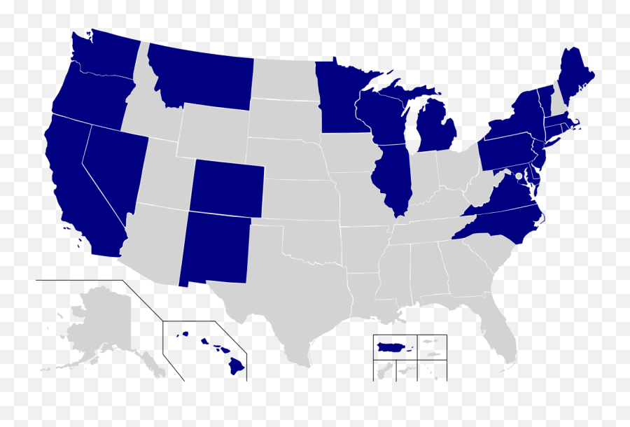 United States Climate Alliance - Wikipedia Democratic States Png,United States Map Transparent Background