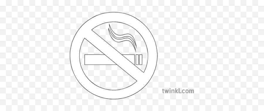 No Smoking Sign Black And White 1 Illustration - Twinkl Circle Png,No Smoking Logo