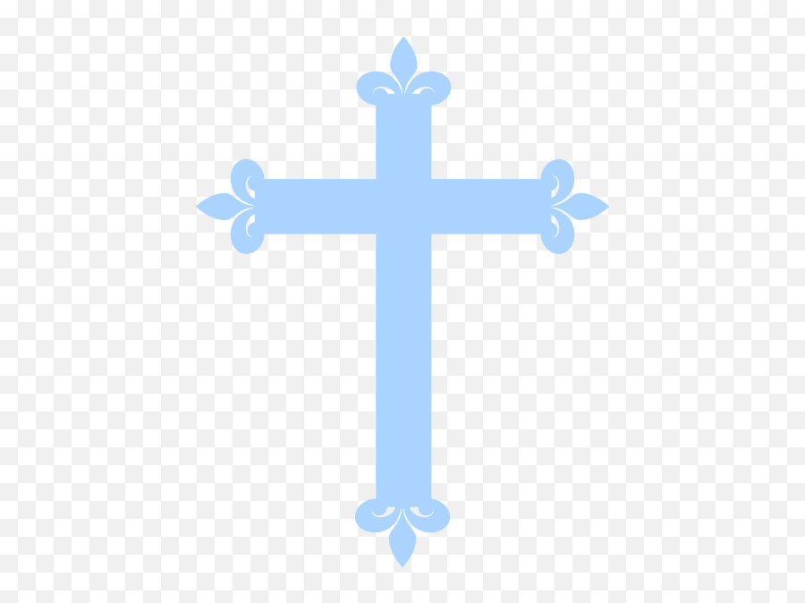 Fleur De Lis Cross - Pale Blue Clip Art At Clkercom Christening Invitation With Godparents Png,Blue Cross Png