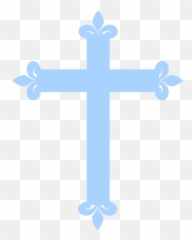Fleur De Lis Cross - Pale Blue Clip Art At Clkercom Christening Invitation With Godparents Png,Blue Cross Png