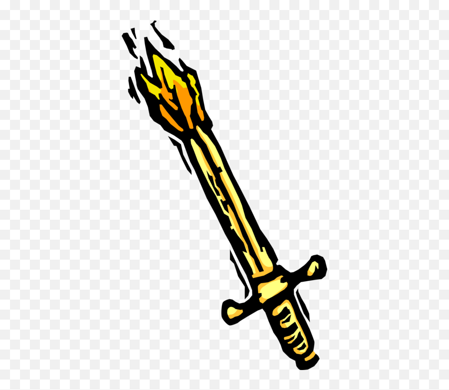 Medieval And Crusades Burning Sword - Vector Image Collectible Sword Png,Sword Vector Png