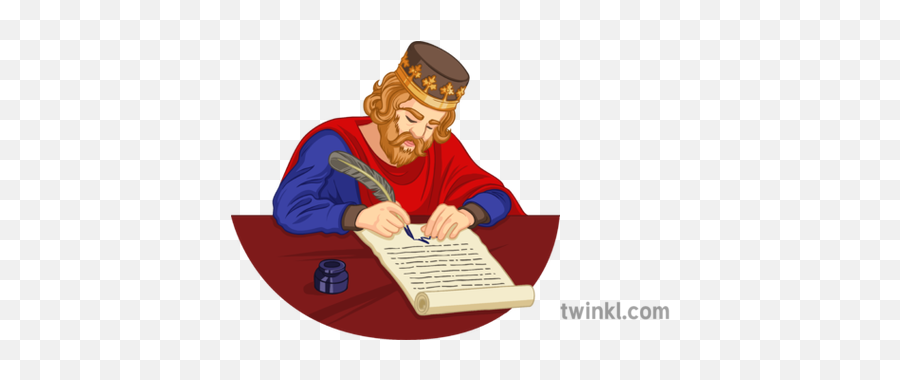 King John Signing Magna Carta Illustration - Twinkl King John Signs The Magna Carta Png,Carta Png