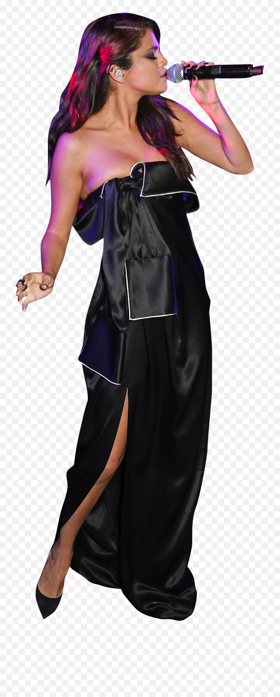 Selena Gomez Black Dress Singing - Selena Gomez Black Dress Singing Png,Costume Png