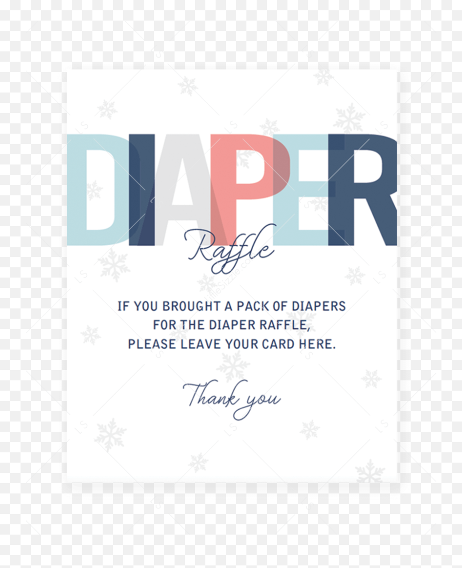 Download Blue Winter Baby Shower Sign For Diaper Raffle - Diaper Raffle Ticket Thank You Png,Raffle Png