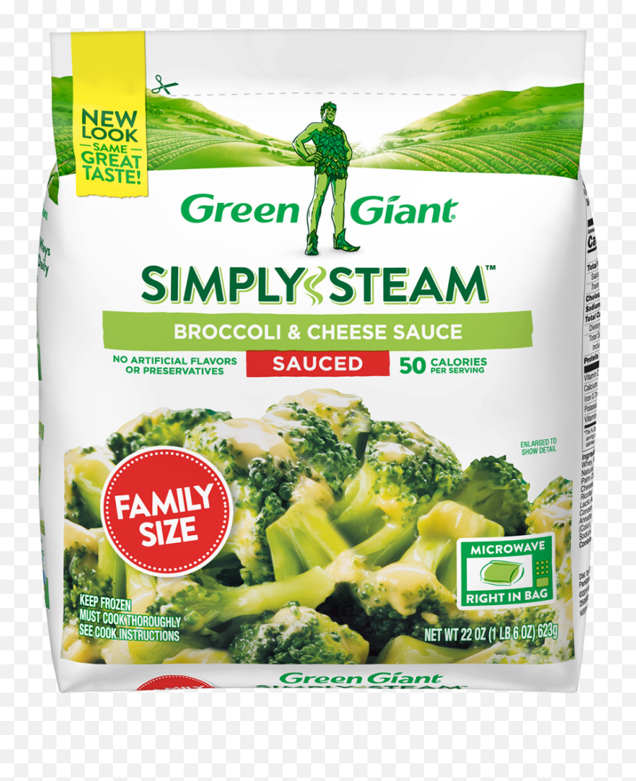 Green Giant Simply Steam Family Size Broccoli U0026 Cheese - Green Giant Broccoli And Cheese Png,Broccoli Transparent