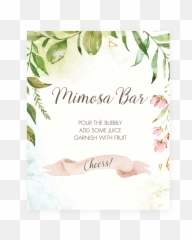 Watercolor Leaves Mimosa Bar Sign Printable Png
