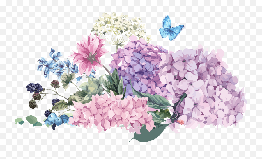 Flower Bouquet Hydrangea Wedding - Hydrangea Flower Vector Png,Hydrangea Png
