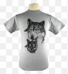 Green Eyed Wolf - Short Sleeve Png,Wolf Eyes Png