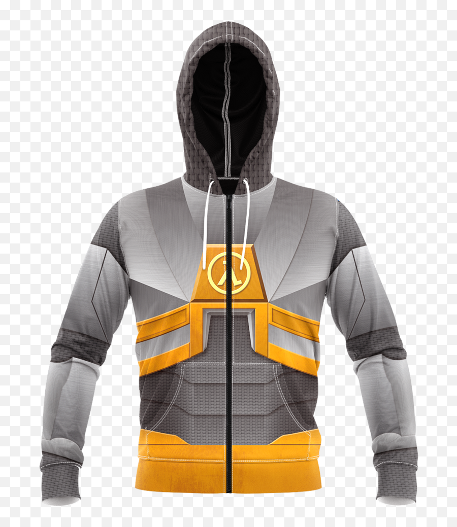 Gordon Freeman Unisex Zipped Hoodie U2013 Fandomaniax - Store Long Sleeve Png,Gordon Freeman Png