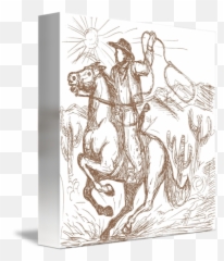 Cowboy With Lasso Riding Horse By Aloysius Patrimonio - Riding Horse Draying png
