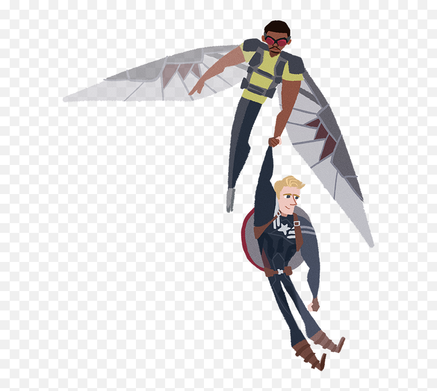 Image Sam Wilson Flying And Holding Steve Rogers Up By One - Superhero Png,Steve Transparent