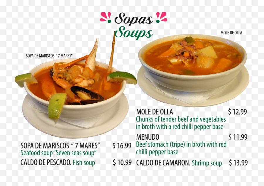 Mexican Food I Duendin Menu Huarache Azteca - Bowl Png,Menudo Png