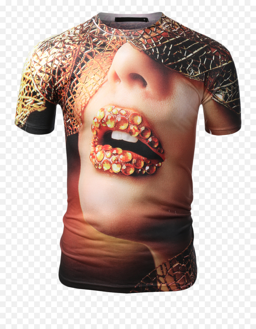 Jeweled Lip Print Sublimation T - Sublimation Tee Shirt Printing Png,Lip Print Png