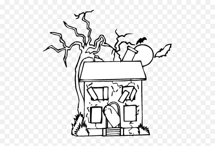 Download Abandoned Haunted House Halloween Coloring Page - Easy Broken Down House Drawing Png,Abandoned Icon