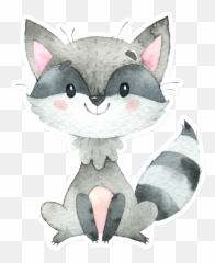 Watercolor Raccoon - Blank 1st Birthday Invitation Template Png,Ass Png