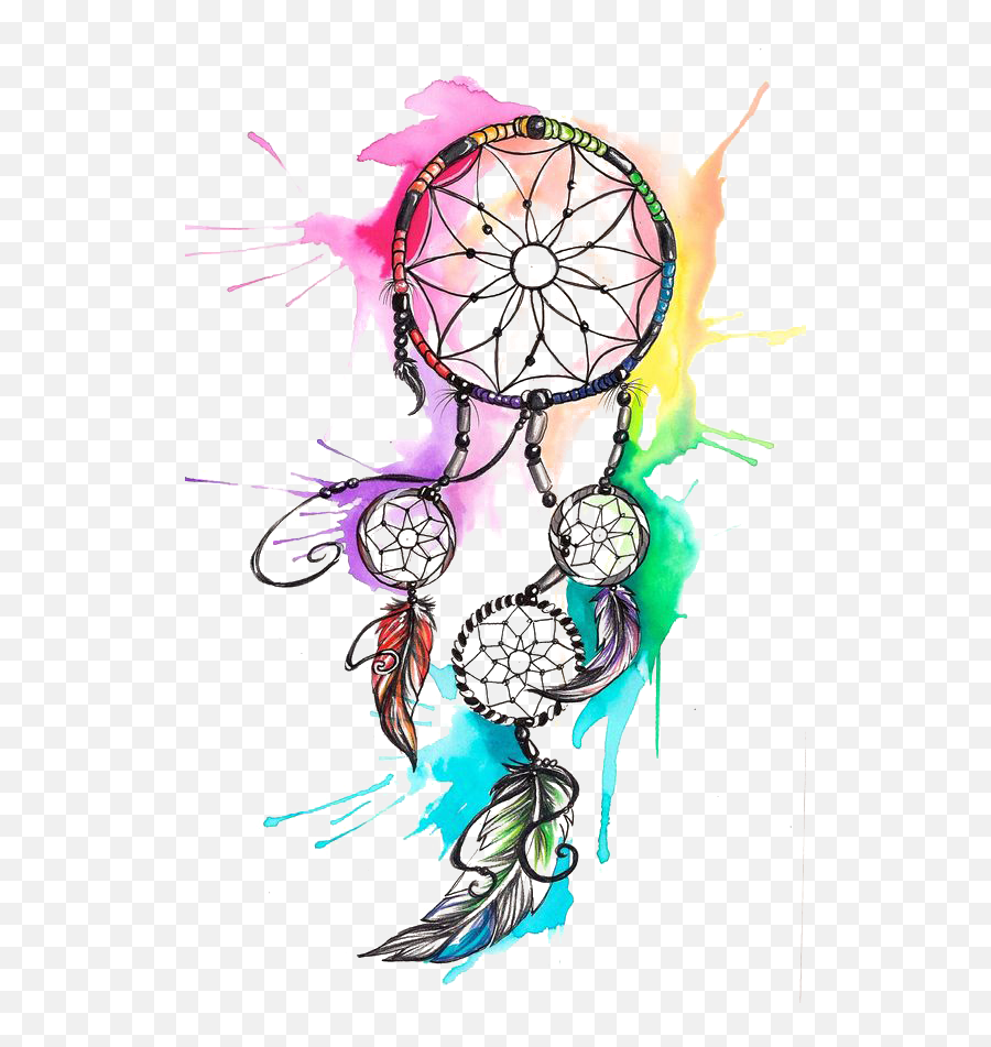 Download Watercolor Tattoo Dreamcatcher Free Transparent - Dream Catcher Drawing Ideas Png,Dream Catcher Transparent Background