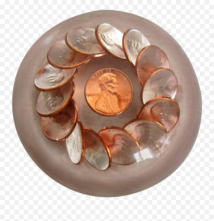 80s Modern Lucite Copper Penny Paperweight - Hagar And Ishmael Png,Pennies Png