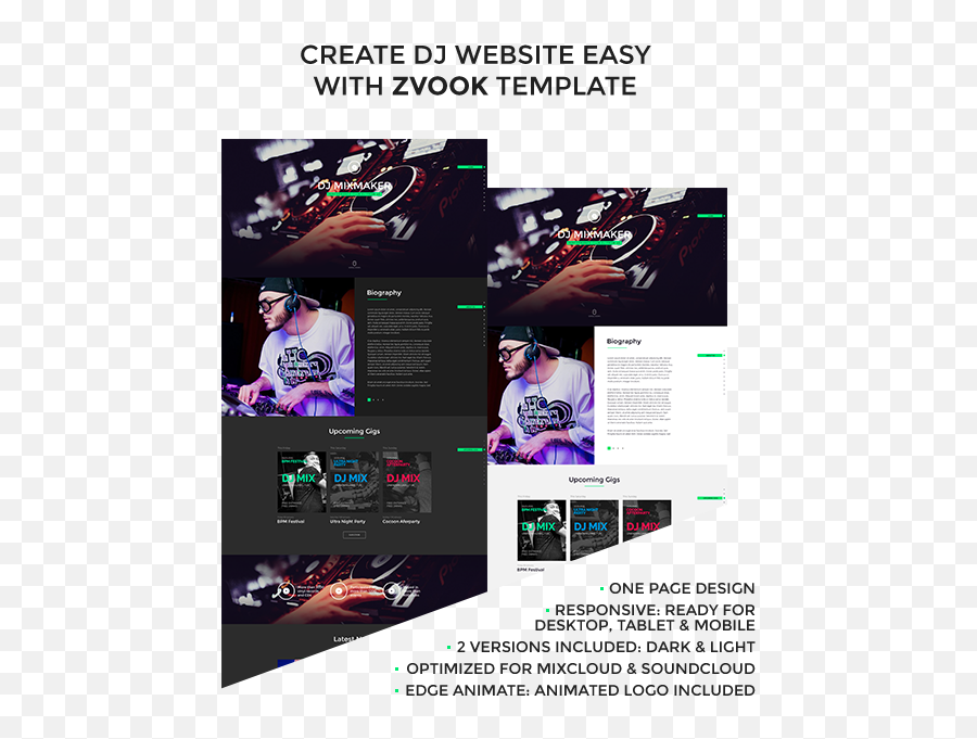 Zvook - Ultimate Dj Producer Artist Personal Site Muse Template Online Advertising Png,Mixcloud Logo