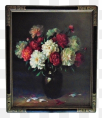 Vintage Still Life Oil Painting Of Flowers - Photography png