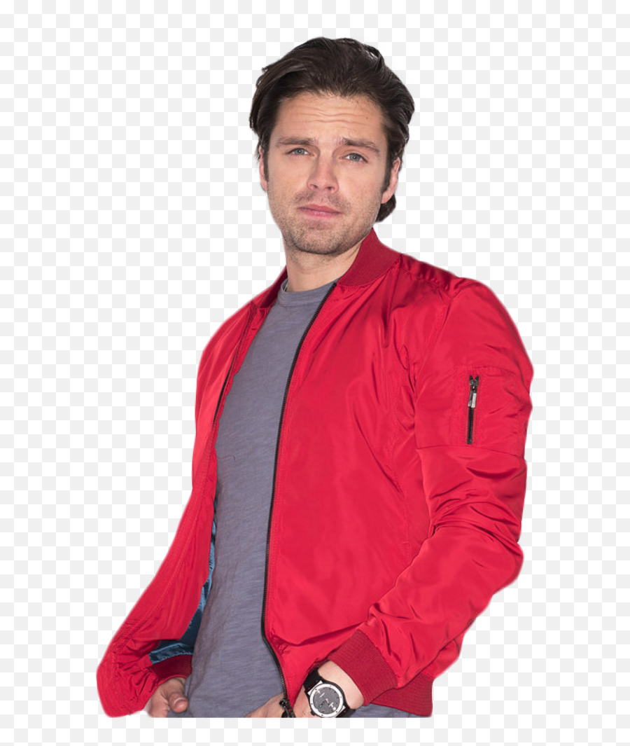 Sebastian Stan Bomber Jacket - Sebastian Stan Red Jacket Png,Sebastian Stan Transparent