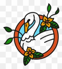 Swan Flower Colored Coloured Tattoo Stroke - Transparent PNG Clip Art