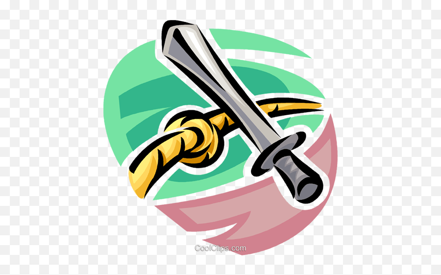 Sword Cutting A Rope Royalty Free Vector Clip Art - Graphic Design Png,Sword Clipart Transparent Background