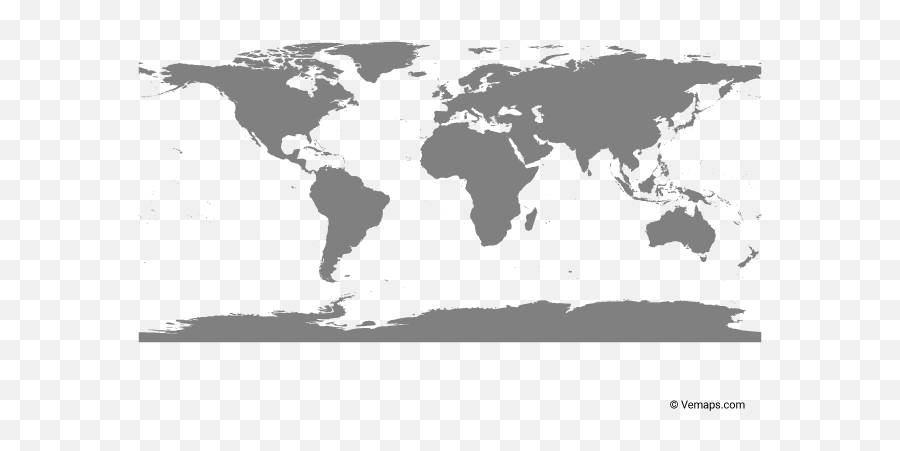 Outline Map Of The World With Countries - World Map Equirectangular Projection Png,World Map Png