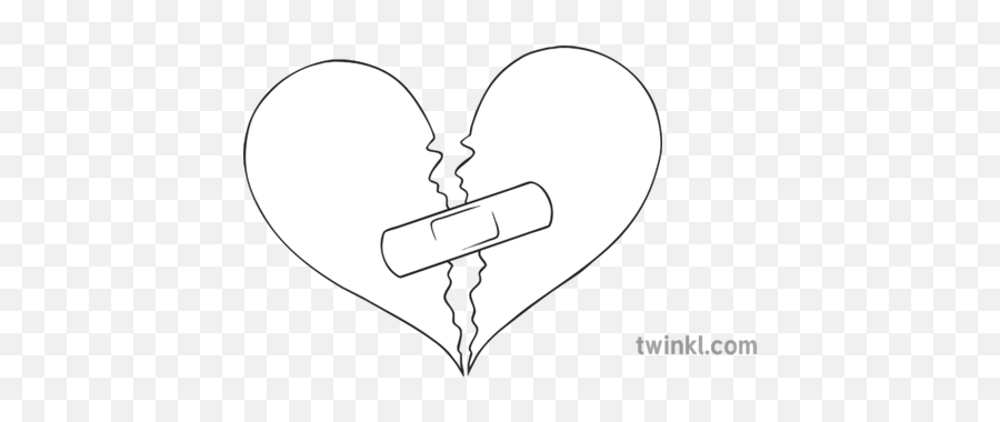 Broken Heart Black And White Illustration - Twinkl Polly Pocket Logo Black And White Png,Broken Heart Transparent