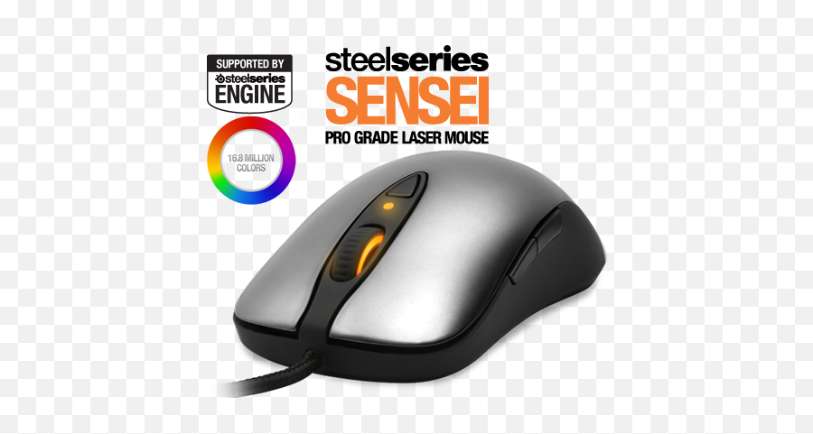 Steelseries Sensei 62150 Grey 8 Buttons 1 X Wheel Usb Wired Laser 11400 Dpi Gaming Mouse - Steelseries Png,Steelseries Logo Png