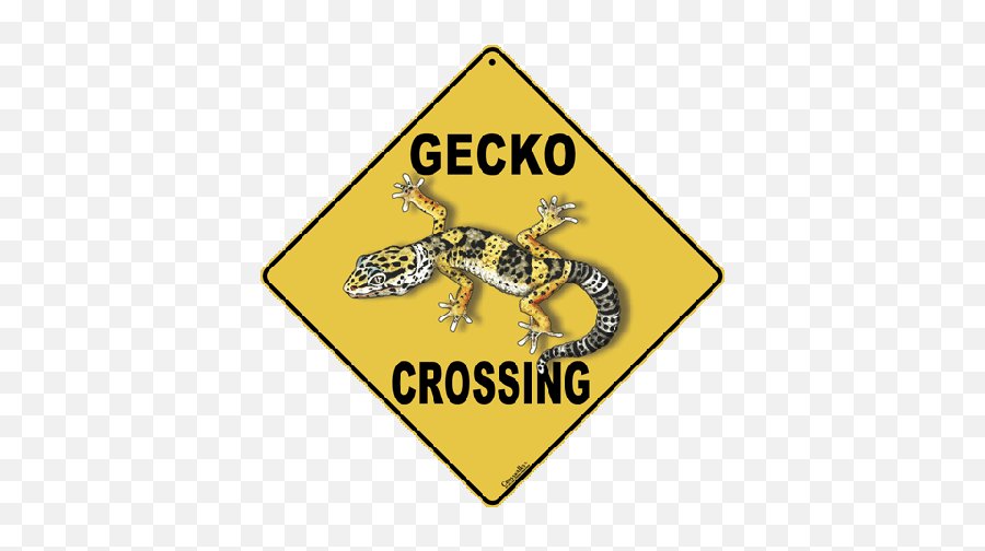 Gecko Crossing Sign - Dinosaur Crossing Sign Png,Leopard Gecko Png